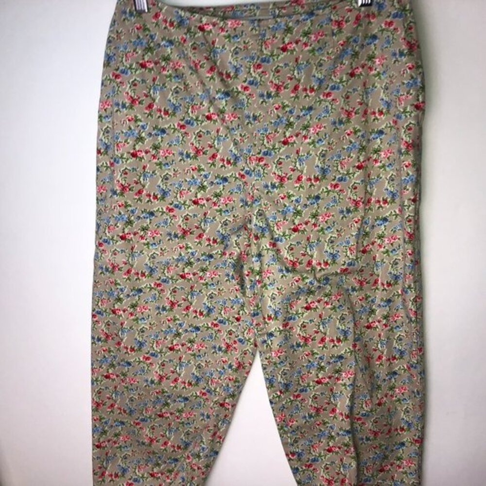 Covington Stretch Beige Rose Garden Capri Cottagecore‎ Pants Women's 8